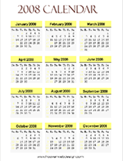 free 2008 calendar templates