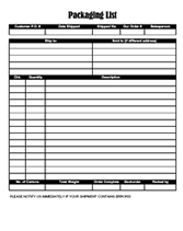 free printable packaging list form template