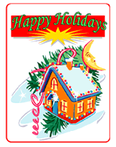 gingerbread house happy holidays greeting  card