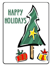 xmas tree house happy holidays greeting  card