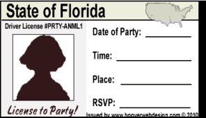 female drivers license  party invitations