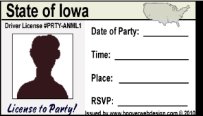 male drivers license  party invitations