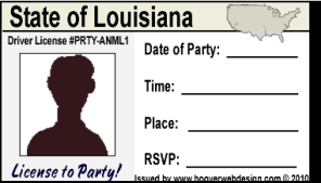 Louisiana Free Printable Drivers License Party Invitations