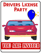 red car drivers license  party invitations