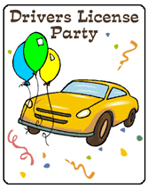yellow car drivers license  party invitations