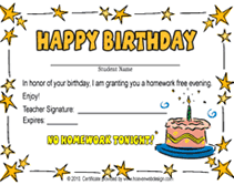 Happy Birthday Cake Pictures on Happy Birthday No Homework Pass Template   This Happy Birthday