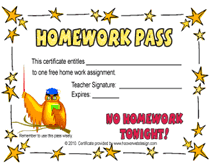 Free printable halloween homework pass