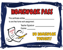 Template for a homework pass