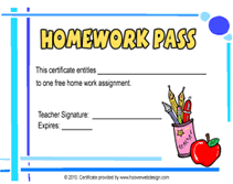 Teacher homework pass template