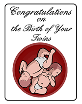 caucasian birth of twins greeting cards
