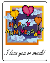 Free Printable "Happy Anniversary"  Greeting Cards Template