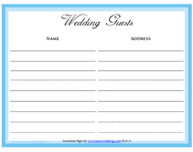 printable blue wedding guest sign page