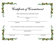 printable blank certificate of commitment pdf