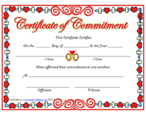blank printable commitment ceremony certificate