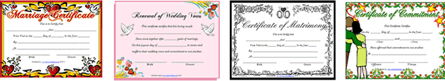 wedding marriage certificates vow renewals