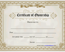 free printable certiificate of ownership certificate