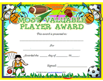 print most valuable player award certificates