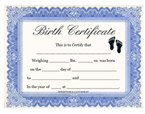 certificate printable baby birth