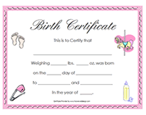 Birth Certificate Fill In