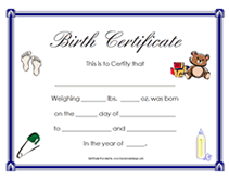 free newborn baby birth certificates