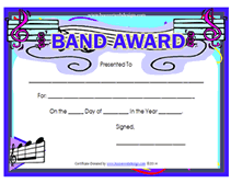 musical band award certificate