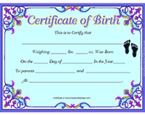 printable newborn baby birth certificate