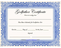 blue printable godfather certificate award