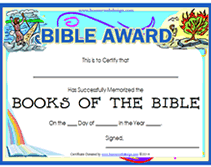 bible award certificate