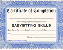 printable babysitting certification awards