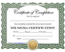 free printable Six Sigma Certificate