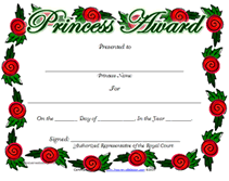 printable princess award certificates