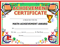achievement certificate math award