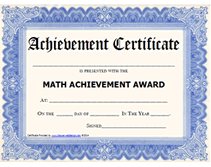 blank math achievement award certificate