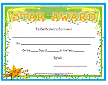 free printable star award certificate