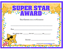 school super star award certificate