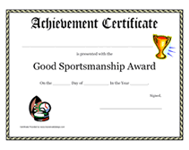 basic good sportsmanship certificate award