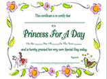 free princess certificate