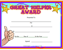 blank great helper award certificate