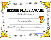blank second place award certificate template