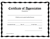 teachers appreciation certificate