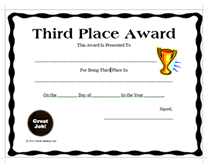 blank 3rd place award template