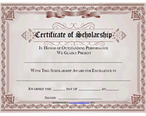 printable scholarship certificate awards