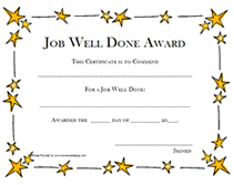 certificate of job well done awards