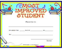 free most improved student awards printable certificates