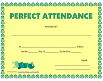 free perfect attendance certificate
