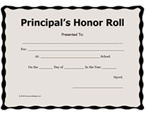 simple principals honor roll award