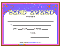 free printable band award certificate