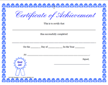 printable certificate of achievement