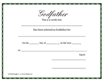 free printable godfather certificates