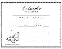 free printable godmother certificates